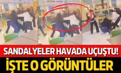 Sandalyeler Havada Uçuştu! Kızların Kavgası Görüntülendi