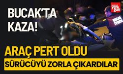 Bucak'ta Kaza! Araç Pert Oldu Sürücüyü Zorla Çıkardılar