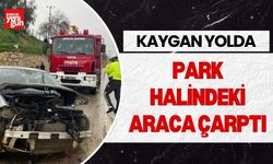 Kaygan Yolda Park Halindeki Araca Çarptı