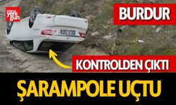 Burdur’da Kontrolden Çıkan Araç Şarampole Uçtu