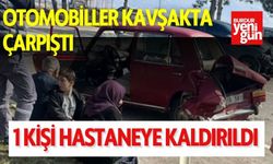 Otomobiller Kavşakta Çarpıştı, 1 Kişi Hastaneye Kaldırıldı!