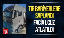 Tır Bariyerlere Saplandı, Facia Ucuz Atlatıldı