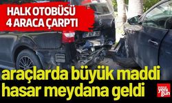 Halk Otobüsü 4 Araca Çarptı