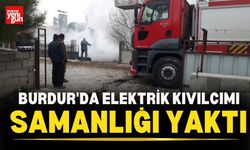 Burdur'da Elektrik Kıvılcımı Samanlığı Yaktı