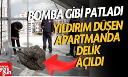 Yıldırım Düşen Apartmanda Büyük Hasar