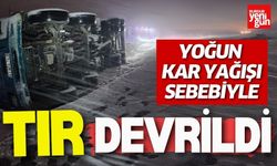 Yoğun Kar Yağışı Nedeniyle Tır Devrildi