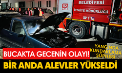 Bucak'ta Gecenin Olayı: Araç Yangını Kısa Sürede Söndürüldü