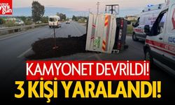 Kamyonet Devrildi, 3 Kişi Yaralandı