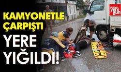 Kamyonetle çarpıştı yere yığıldı