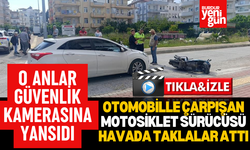 Antalya'da otomobille çarpışan motosiklet sürücüsü havada taklalar attı
