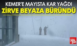 Kemer'e Mayısta Kar Yağdı, Zirve Beyaza Büründü