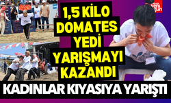 Kadınlar en çok domatesi yemek için yarıştı: Birinci 1,5 kilo üzerinde domates yedi
