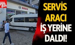 Servis Aracı İş Yerine Daldı