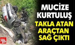 Takla atan araçtan sağ çıktı, mucize kurtuluş