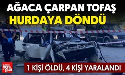 Ağaca Çarpan Tofaş Hurdaya Döndü