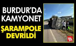 Burdur'da Kamyonet Şarampole Devrildi