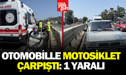 Otomobille motosiklet çarpıştı: 1 yaralı