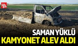 Saman Yüklü Kamyonet Alev Aldı
