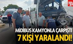 Midibüs kamyonla çarpıştı: 7 yaralı