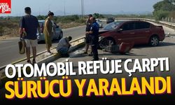 Otomobil Refüje Çarptı, Sürücü Yaralandı