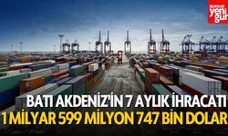 Batı Akdeniz'in 7 aylık ihracatı 1 milyar 599 milyon 747 bin dolara ulaştı