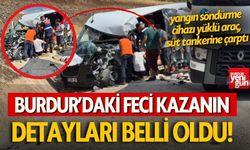Burdur'da yangın söndürme cihazı yüklü araç, süt tankerine çarptı