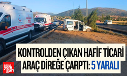 Kontrolden çıkan hafif ticari araç direğe çarptı: 5 yaralı