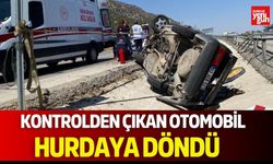 Kontrolden çıkan otomobil hurdaya döndü