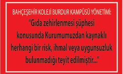 Burdur Bahçeşehir Koleji Kampüsü Yönetimi'nden tekzip