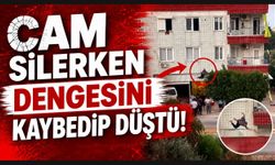 CAM SİLERKEN DENGESİNİ KAYBEDİP DÜŞTÜ!