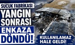 Sucuk fabrikası yangın sonrası enkaza döndü