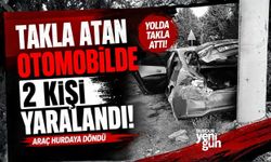 Takla atan otomobildeki 2 kişi yaralandı