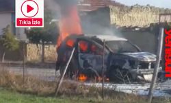 Komşuda seyir halindeyken alev alan cip yandı