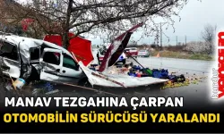 Manav tezgahına çarpan otomobilin sürücüsü yaralandı