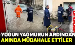 Yoğun yağış sonrası Belediye ekiplerinden anında müdahale