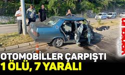 Otomobiller çarpıştı: 1 ölü, 7 yaralı