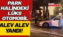 Park halindeki lüks otomobil yandı!