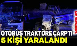 Yolcu otobüsünün traktöre çarpması sonucu 5 kişi yaralandı
