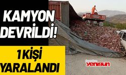 Kamyon devrildi: 1 kişi yaralandı