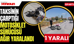 Ticari taksinin çarptığı motosiklet sürücüsü ağır yaralandı