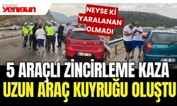 5 araçlı zincirleme kaza: Karayolunda uzun araç kuyruğu oluştu