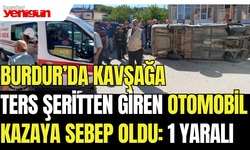 Kavşağa ters şeritten giren otomobil kazaya sebep oldu: 1 yaralı