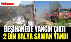 Besihanede yangın çıktı 2 bin balya saman yandı