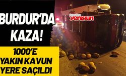 Burdur'da kaza! yol kavun tarlasına döndü