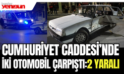 Cumhuriyet Caddesi'nde iki otomobil çarpıştı: 2 yaralı