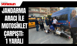 Jandarma aracı ile motosiklet çarpıştı: 1 yaralı