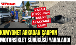 Kamyonete arkadan çarpan motosikletli, para nakil aracının altında kaldı