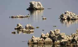 Baraj suları çekildi, lav kalıntıları ortaya çıktı