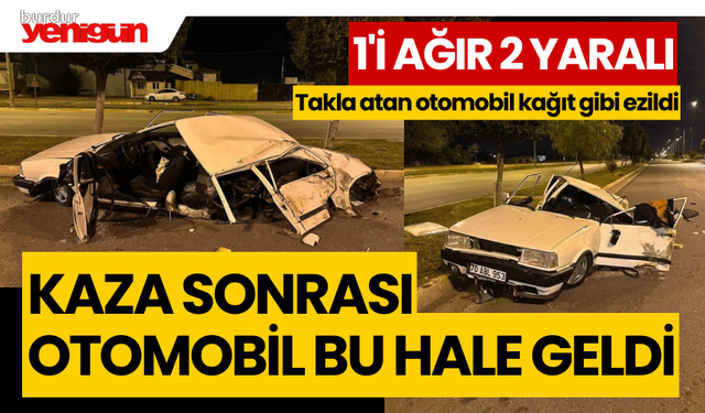 Takla atan otomobil kağıt gibi ezildi: 1'i ağır 2 yaralı