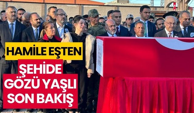 Hamile eşten şehide gözü yaşlı son bakış